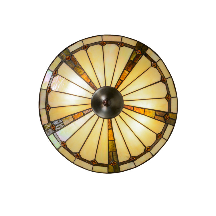Belvidere 16" Multicolor Glass & Bronze Semi-Flush Ceiling Light