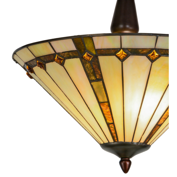 Belvidere 16" Multicolor Glass & Bronze Semi-Flush Ceiling Light
