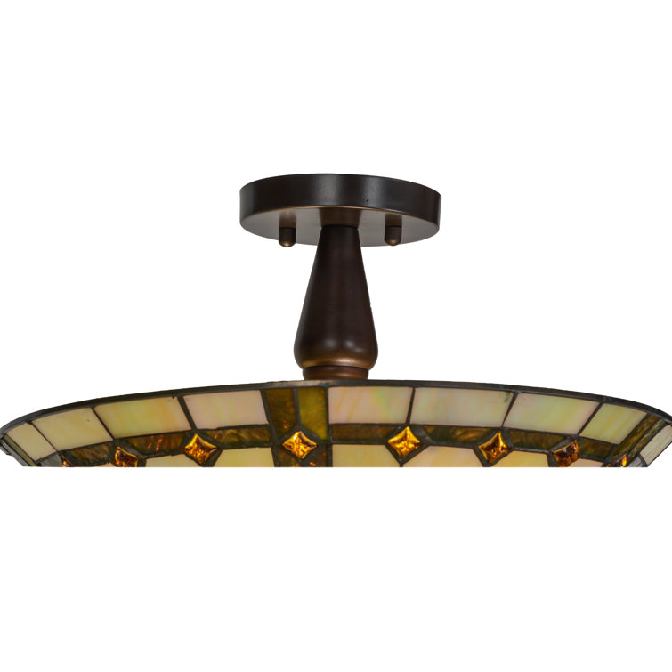 Belvidere 16" Multicolor Glass & Bronze Semi-Flush Ceiling Light