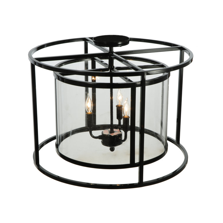 22" Black Crystal Semi Flush Mount Light Fixture