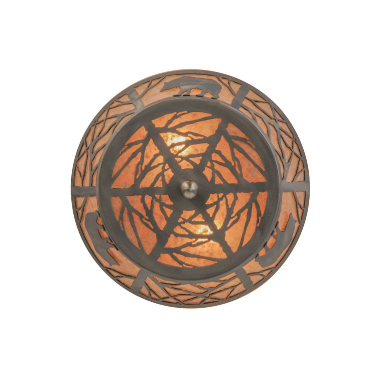Adirondack Inspired Bear & Forest 2-Light Steel Flush Mount