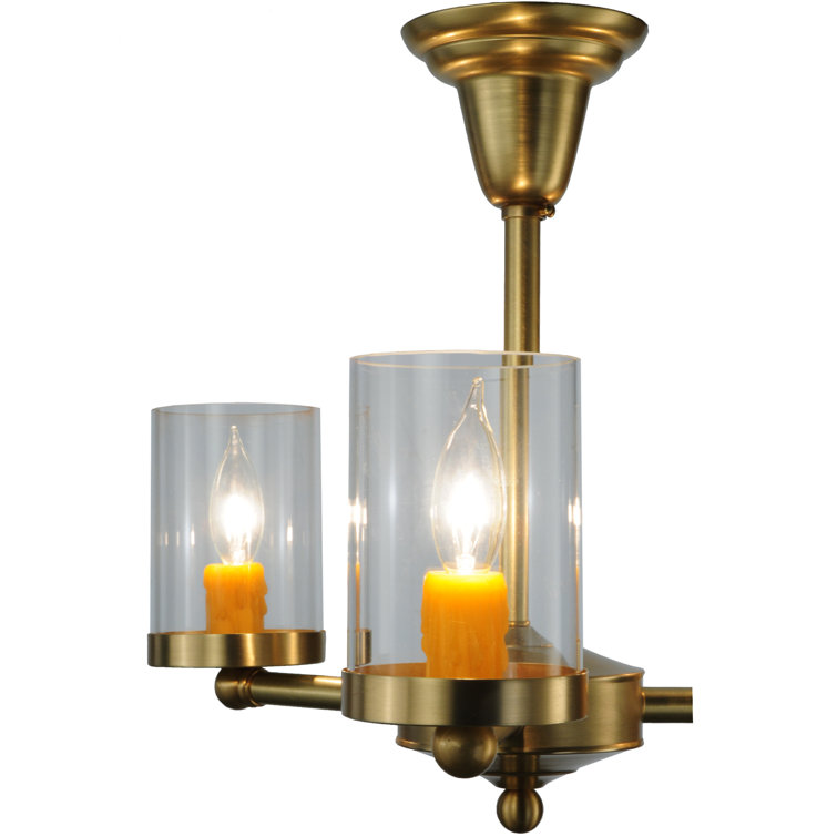 Brass and Glass 3-Light Globe Semi-Flush Mount