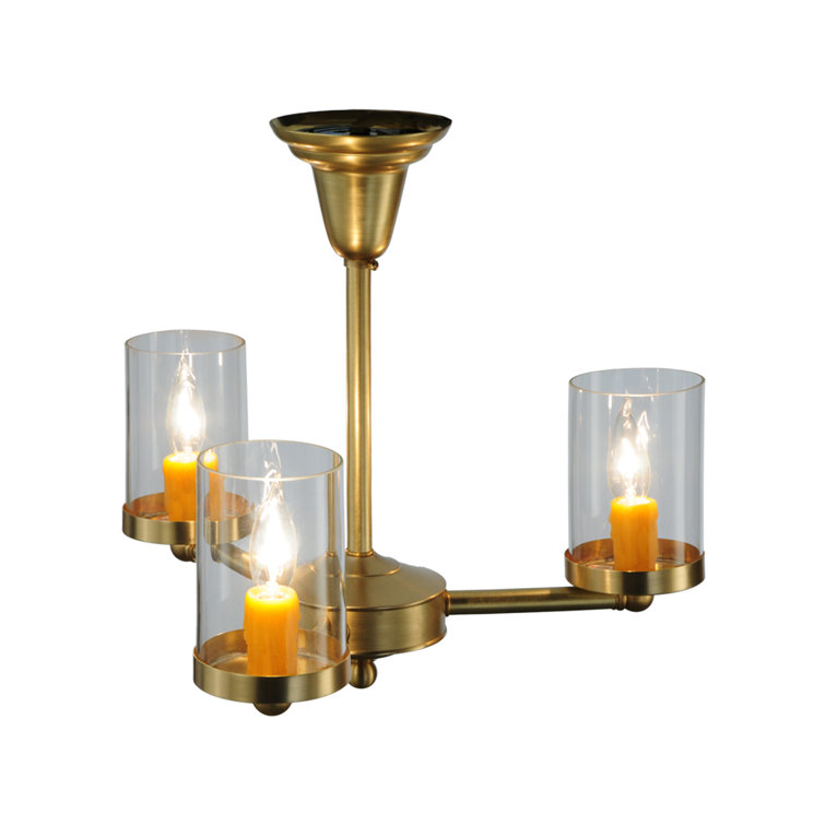 Brass and Glass 3-Light Globe Semi-Flush Mount