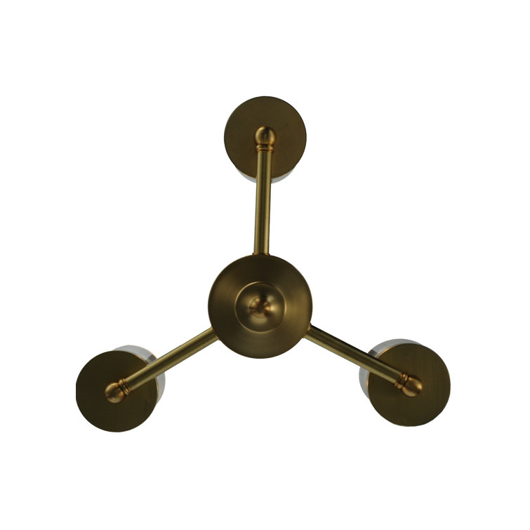 Brass and Glass 3-Light Globe Semi-Flush Mount