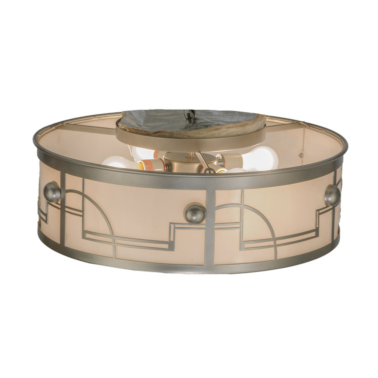 Nickel and Glass Art Deco Flush Mount Light