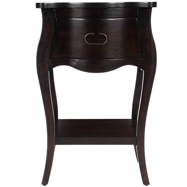 Rochelle Curvy Mahogany Veneer Nightstand with Shelf