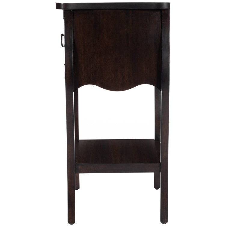 Rochelle Curvy Mahogany Veneer Nightstand with Shelf