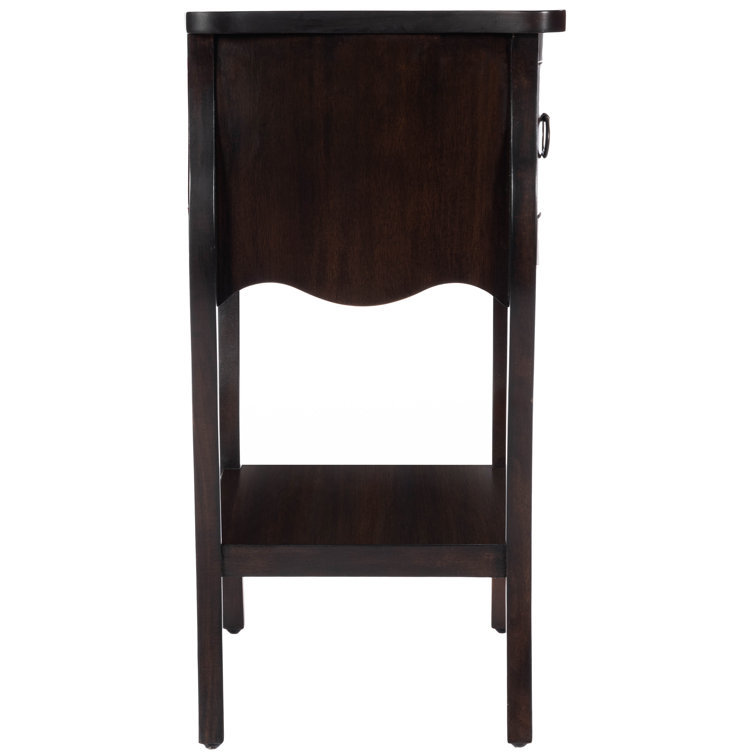Rochelle Curvy Mahogany Veneer Nightstand with Shelf