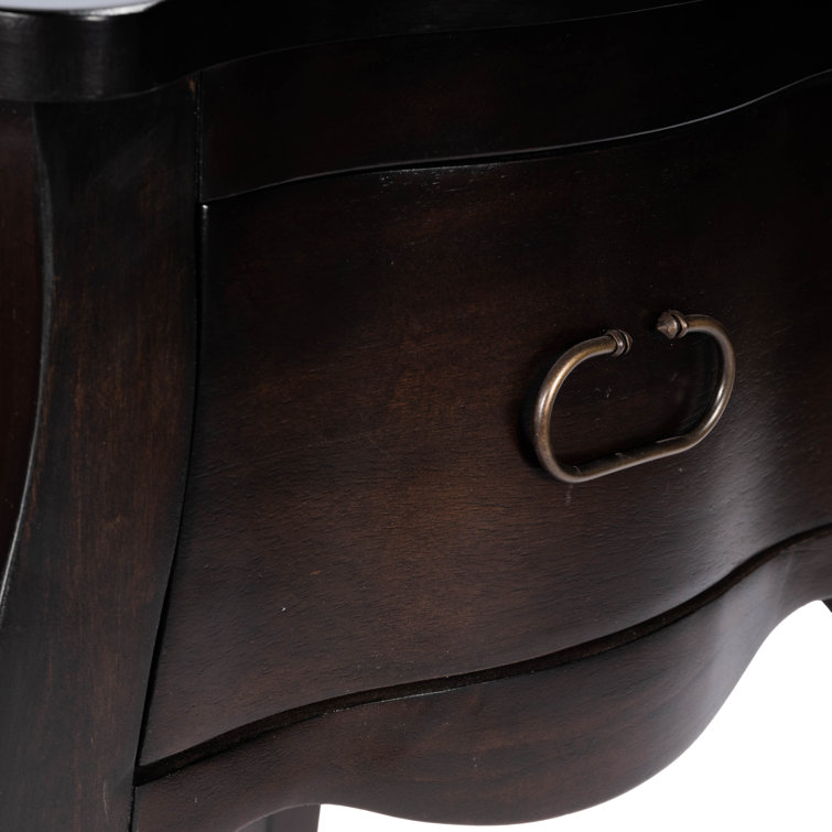 Rochelle Curvy Mahogany Veneer Nightstand with Shelf