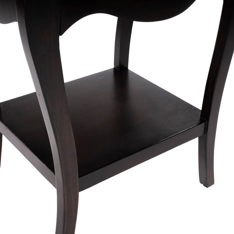 Rochelle Curvy Mahogany Veneer Nightstand with Shelf