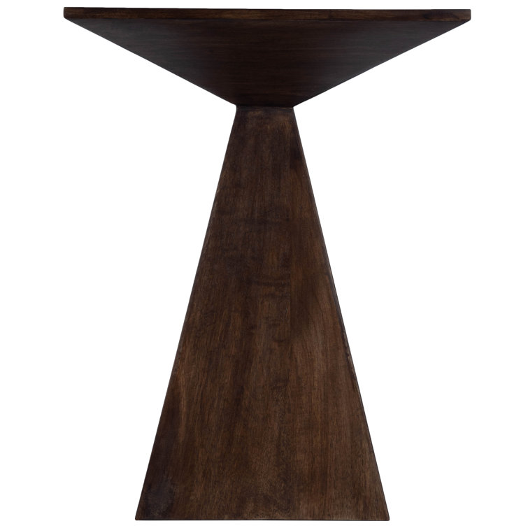 Triangular Mango Wood & Metal End Table with Storage - Coffee