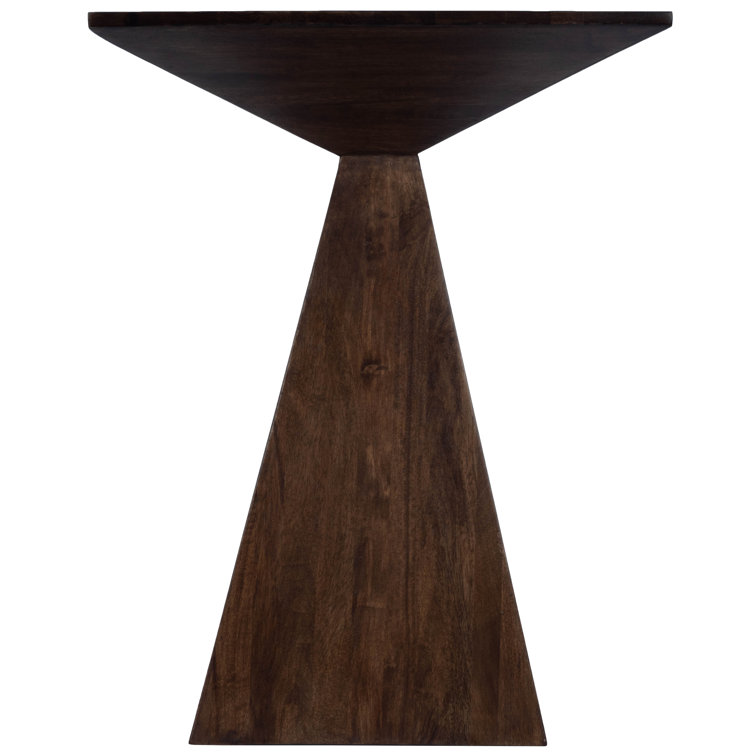 Triangular Mango Wood & Metal End Table with Storage - Coffee