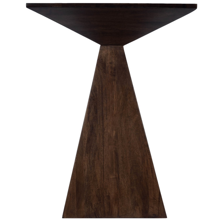 Triangular Mango Wood & Metal End Table with Storage - Coffee