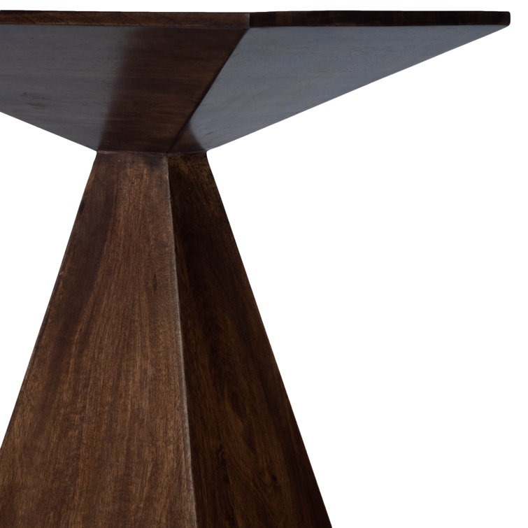 Triangular Mango Wood & Metal End Table with Storage - Coffee