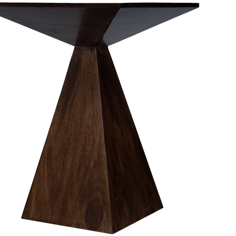 Triangular Mango Wood & Metal End Table with Storage - Coffee