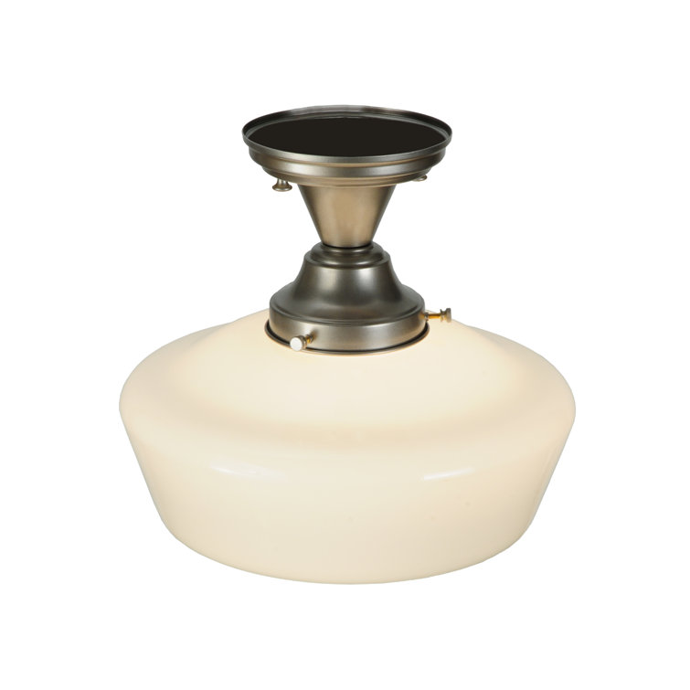 Revival Schoolhouse 12" White Opal Globe Semi-Flush Ceiling Light in Brushed Nickel