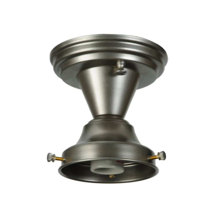 Revival Schoolhouse 12" White Opal Globe Semi-Flush Ceiling Light in Brushed Nickel