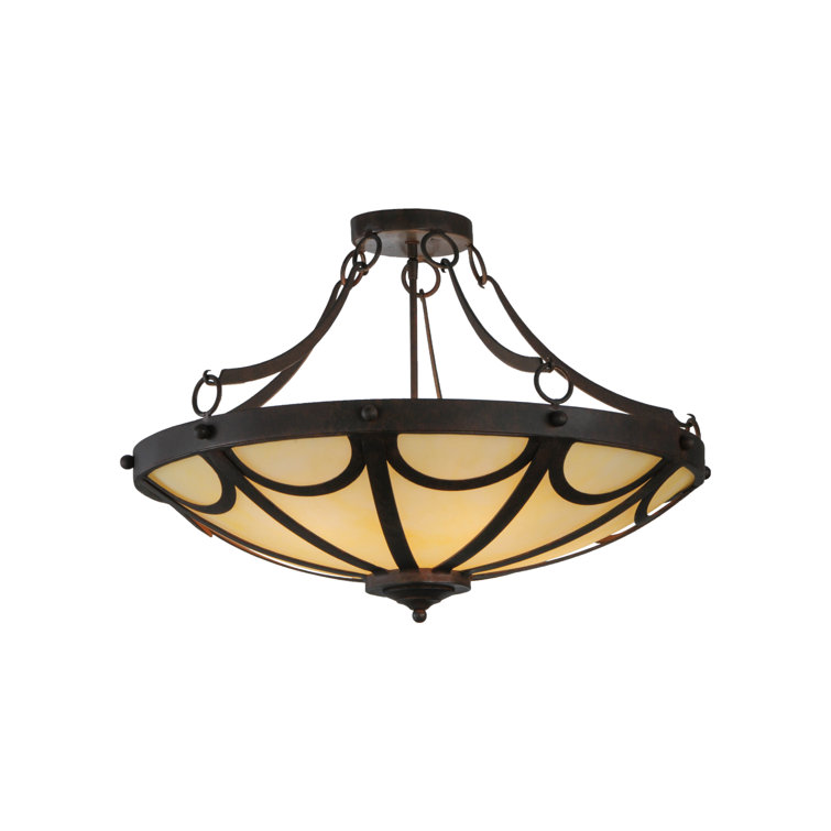 29" Bronze and Glass 5-Light Pendant