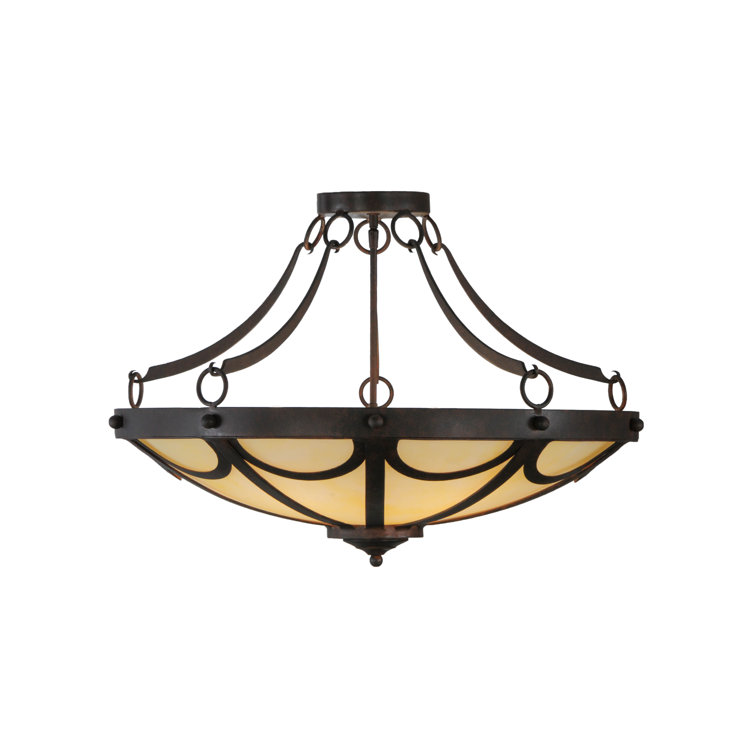 29" Bronze and Glass 5-Light Pendant