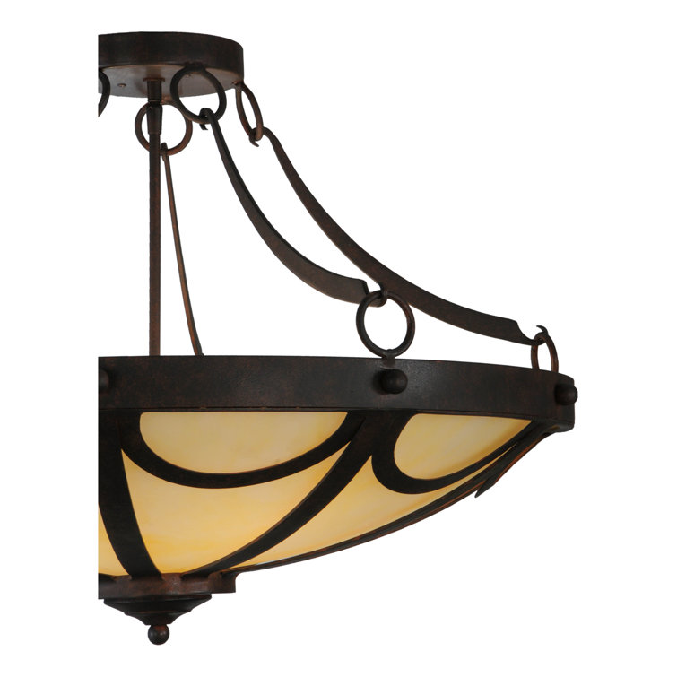 29" Bronze and Glass 5-Light Pendant