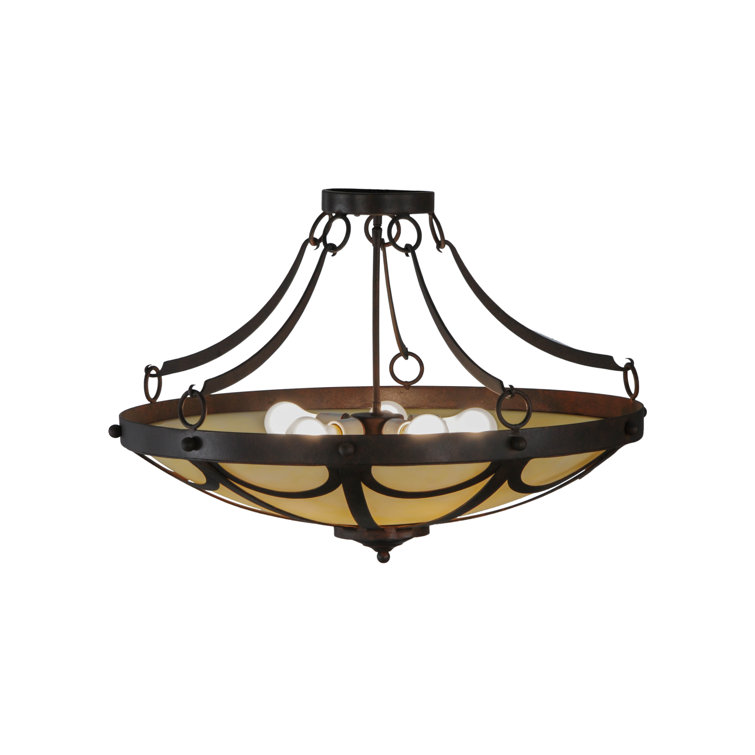 29" Bronze and Glass 5-Light Pendant
