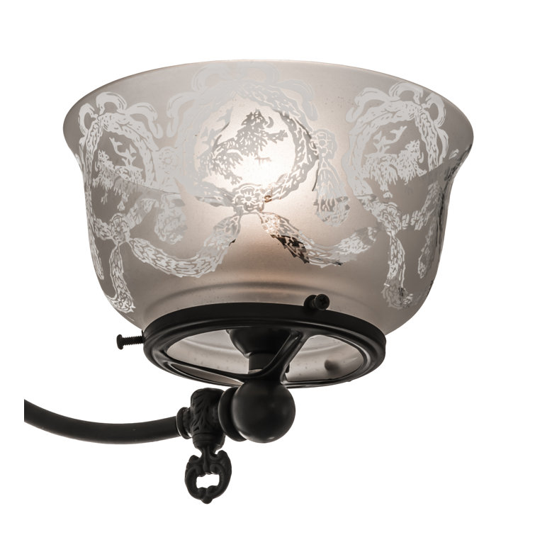 Brown Frosted Glass Geometric Semi Flush Mount Light