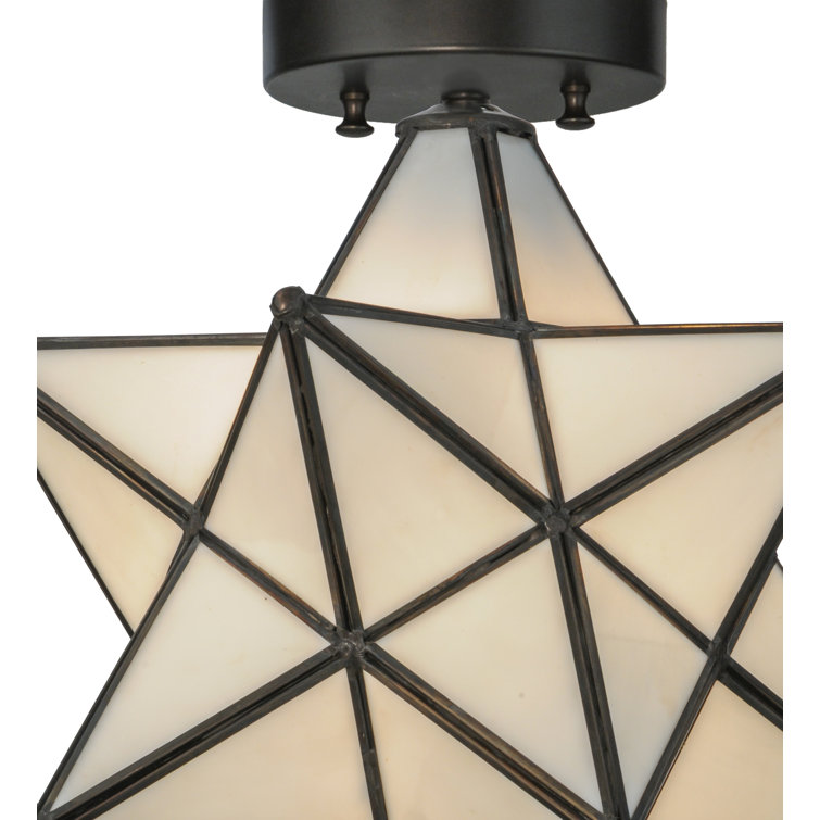 White Glass Moravian Star Flush Mount Light
