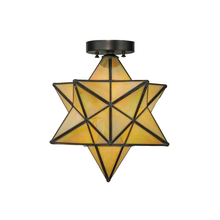 Beige Iridescent Glass Globe Indoor/Outdoor Flush Mount Light