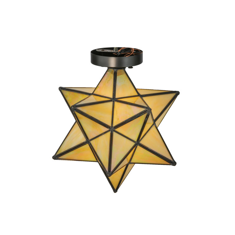 Beige Iridescent Glass Globe Indoor/Outdoor Flush Mount Light