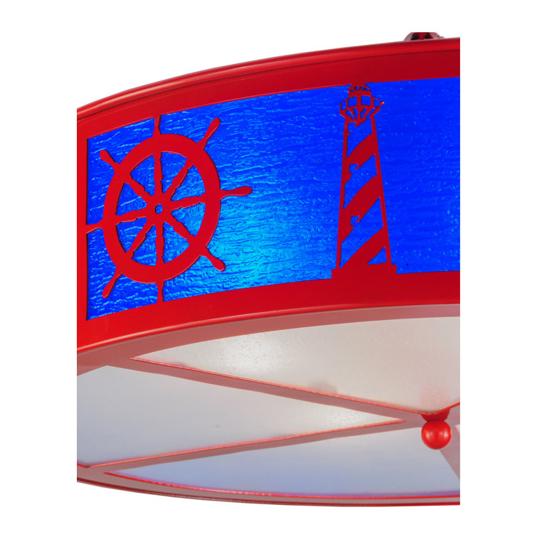 Coastal Elegance 4-Light Indoor/Outdoor Flushmount in Glass Design