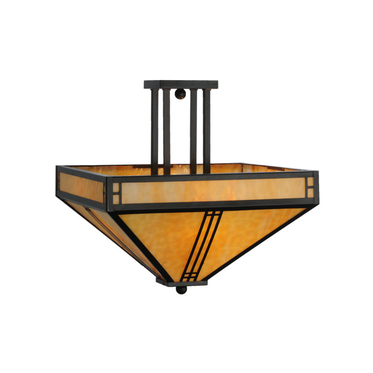 Amber Globe 4-Light Semi-Flush Mount in Timeless Bronze
