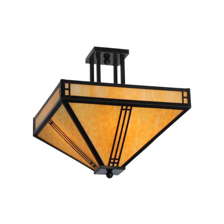 Amber Globe 4-Light Semi-Flush Mount in Timeless Bronze