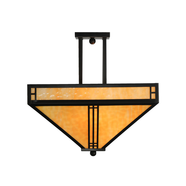 Amber Globe 4-Light Semi-Flush Mount in Timeless Bronze