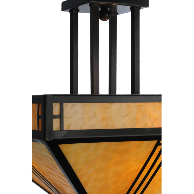 Amber Globe 4-Light Semi-Flush Mount in Timeless Bronze
