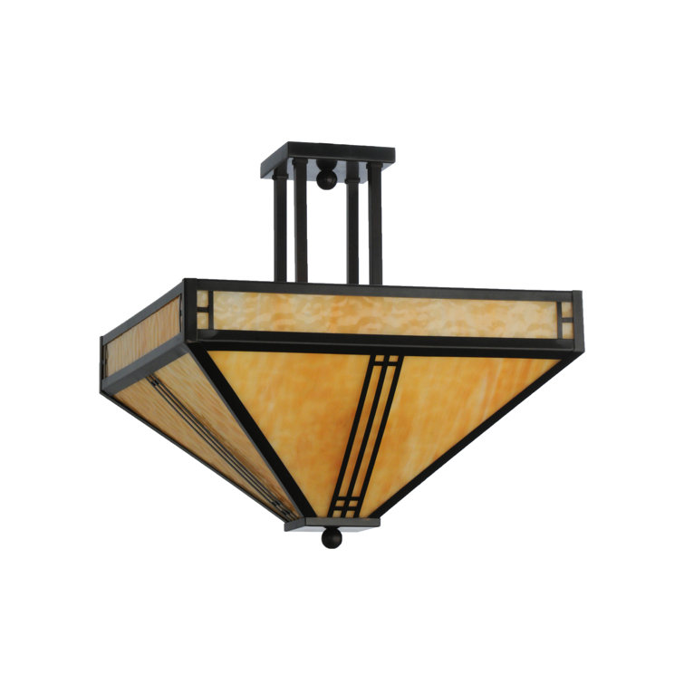 Amber Globe 4-Light Semi-Flush Mount in Timeless Bronze