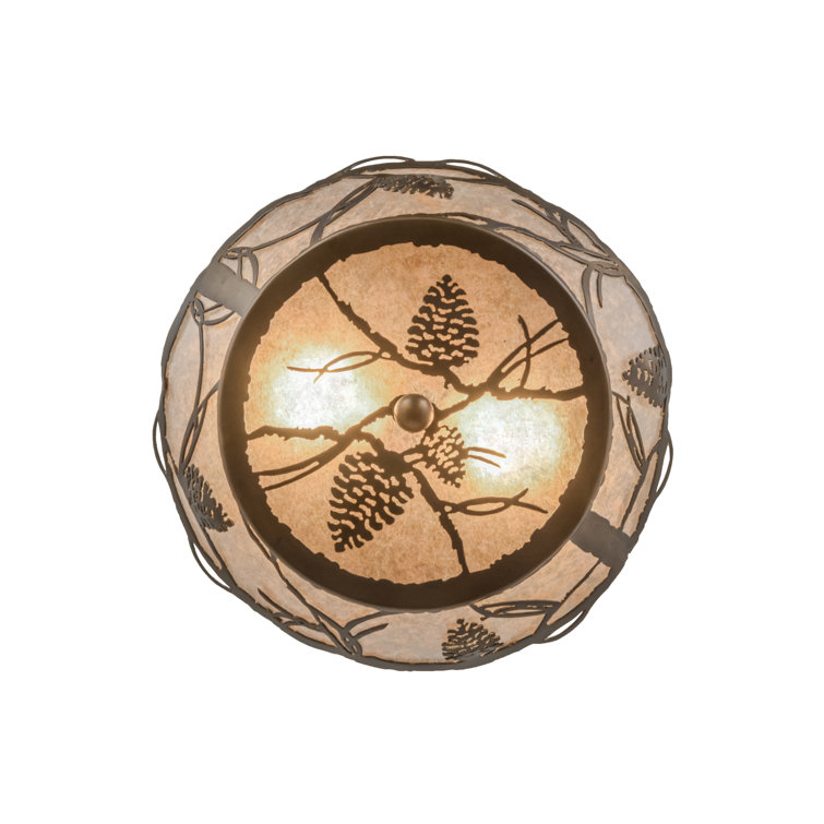 Adirondack Whispering Pines 6.5" Antique Copper & Glass Flush Mount