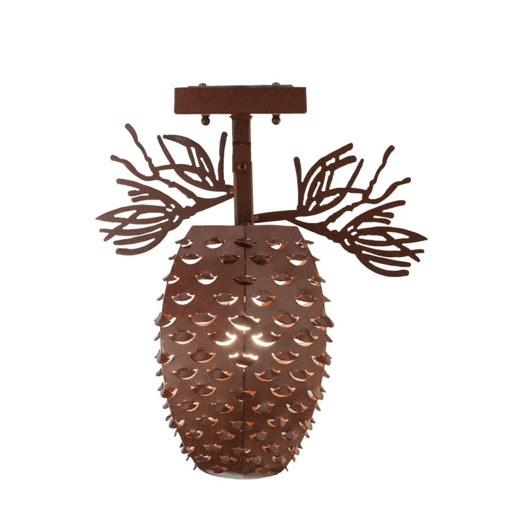 Rustic Pinecone Metal Semi-Flush Mount Light