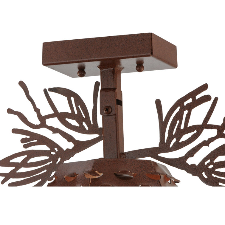 Rustic Pinecone Metal Semi-Flush Mount Light