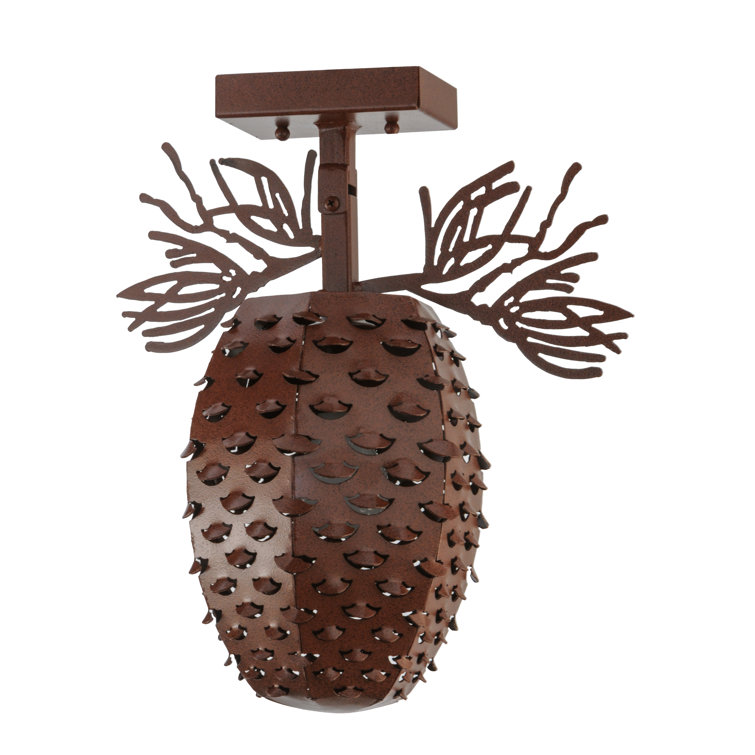 Rustic Pinecone Metal Semi-Flush Mount Light