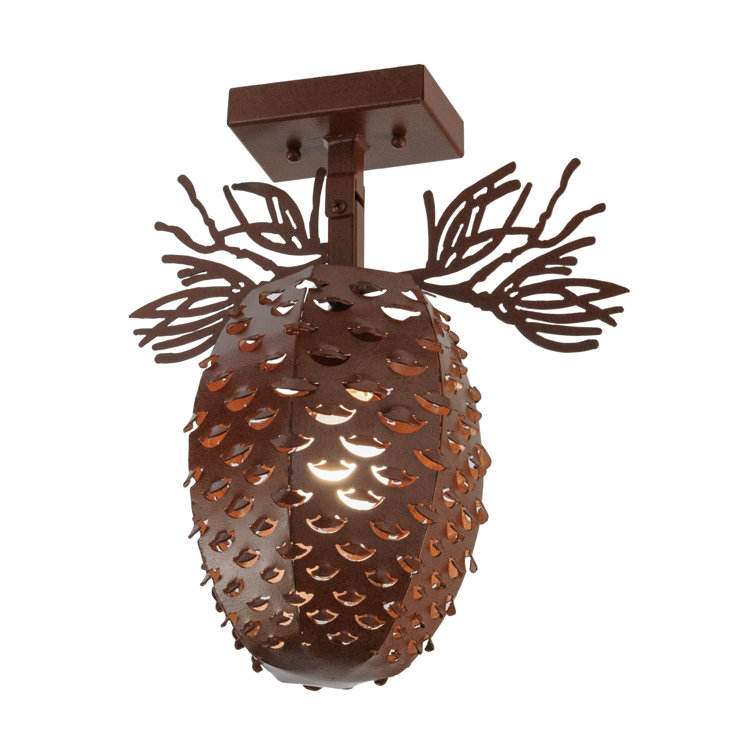 Rustic Pinecone Metal Semi-Flush Mount Light