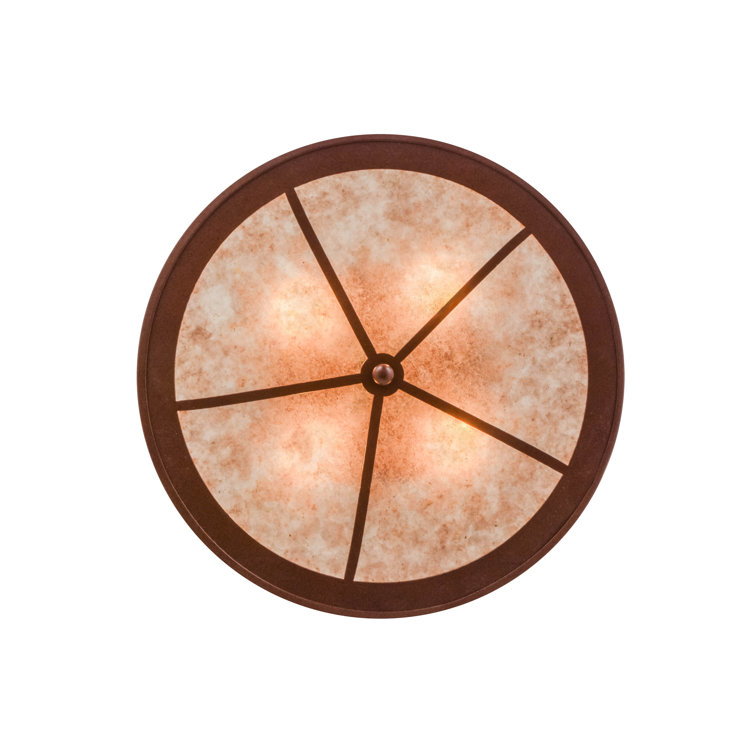 Bronze and Glass Native American Flush Mount Light
