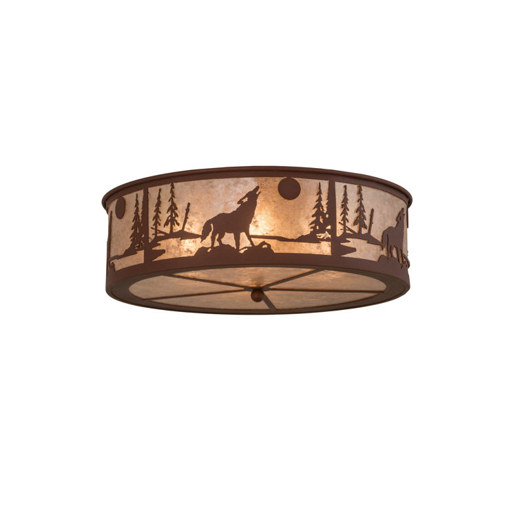 Rustic Glass and Metal 4-Light Flush Mount