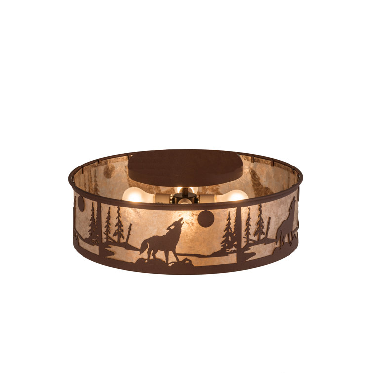 Rustic Glass and Metal 4-Light Flush Mount