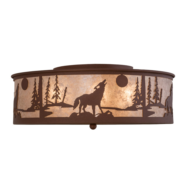 Rustic Glass and Metal 4-Light Flush Mount