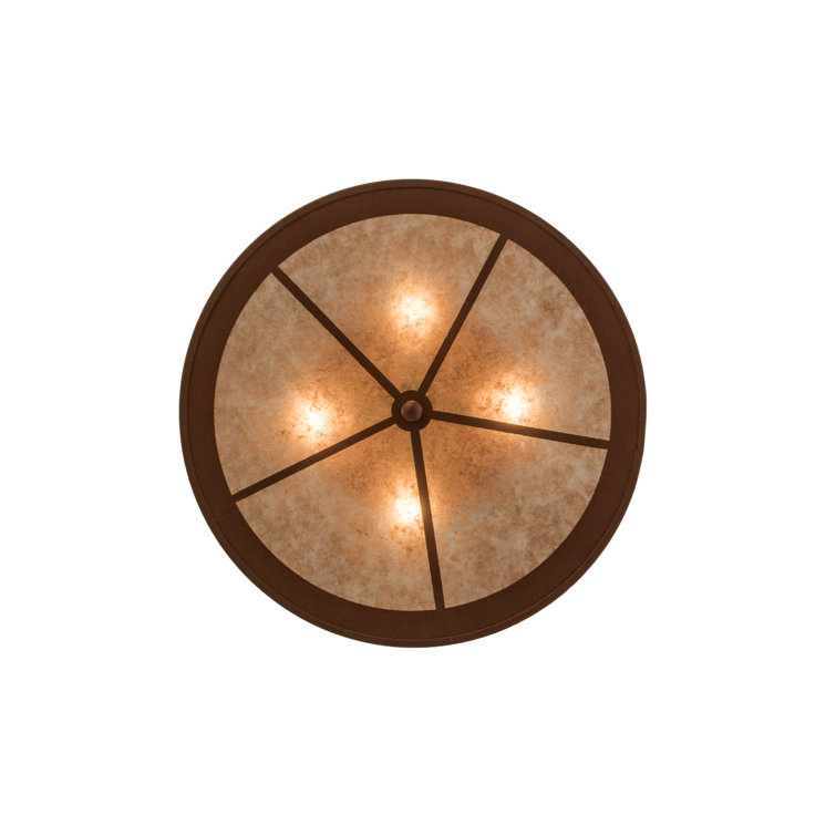 Rustic Glass and Metal 4-Light Flush Mount