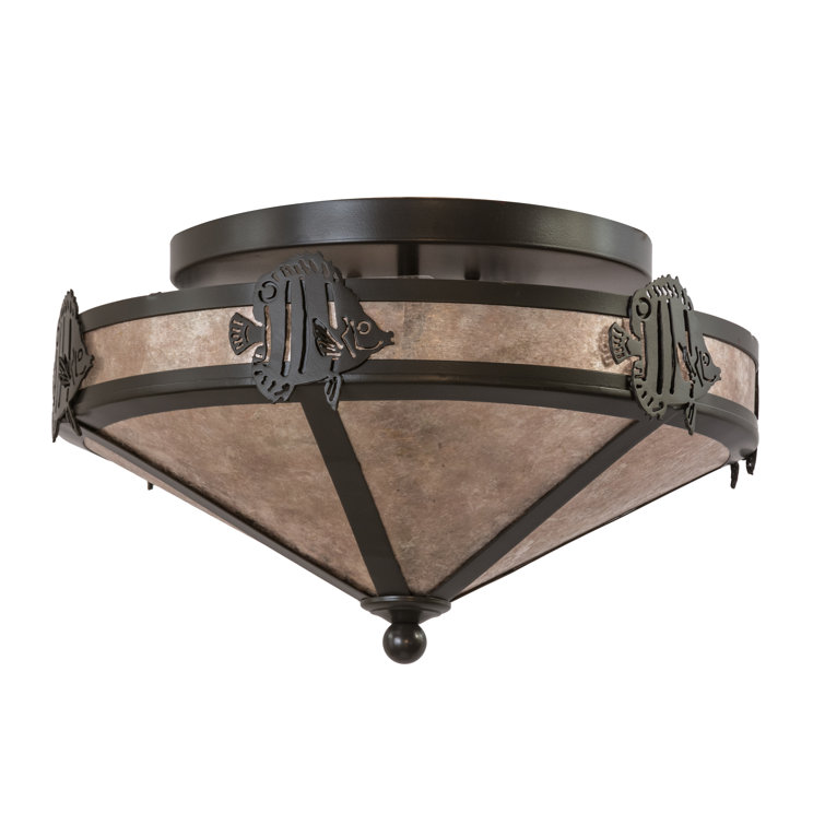 Bronze and Glass Angelfish Flush Mount Light