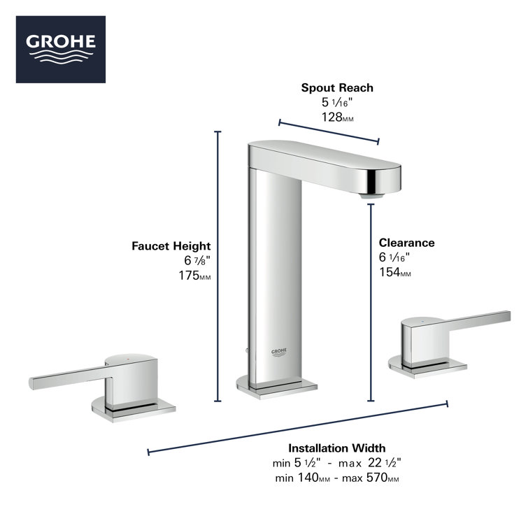 22.5" Brushed Nickel Modern Widespread Bathroom Faucet