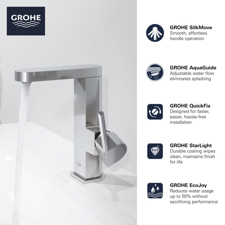 Brushed Nickel Single Hole Modern Bathroom Faucet