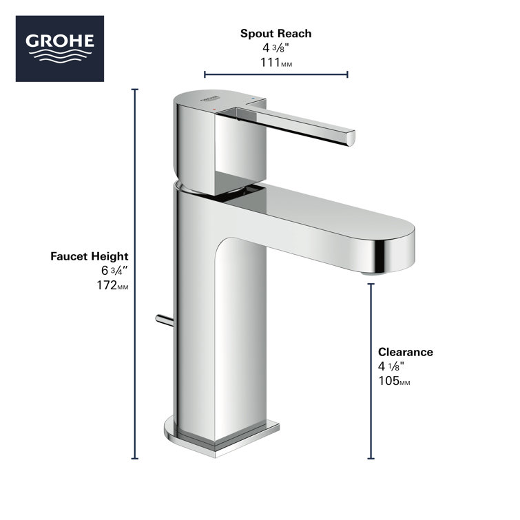 Grohe Plus Chrome Single-Handle S-Size Bathroom Faucet 1.2 GPM