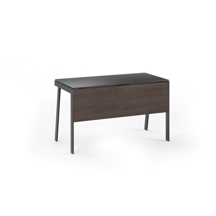 Sepia Glass Writing Desk with Drawer and Power Outlet